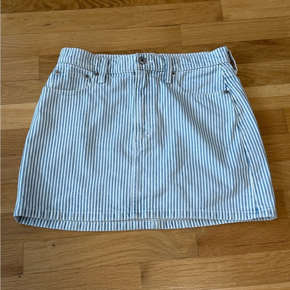 Abercrombie & Fitch Women's Y2K mini denim Blue Striped Women's rare Skirt - Picture 3 of 7
